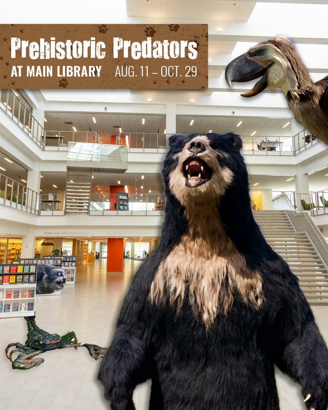 graphic showing a giant bear and other prehistoric animals