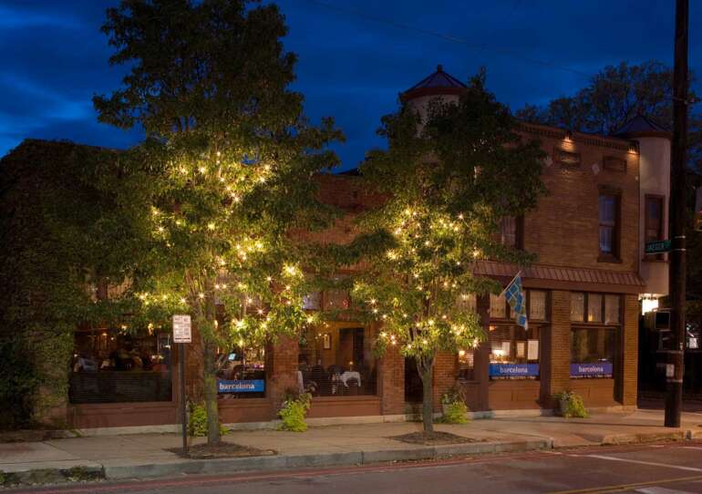 Barcelona Restaurant & Bar Is Celebrating 30 Years In German Village 2 brick restaurant with twinkle lights in trees