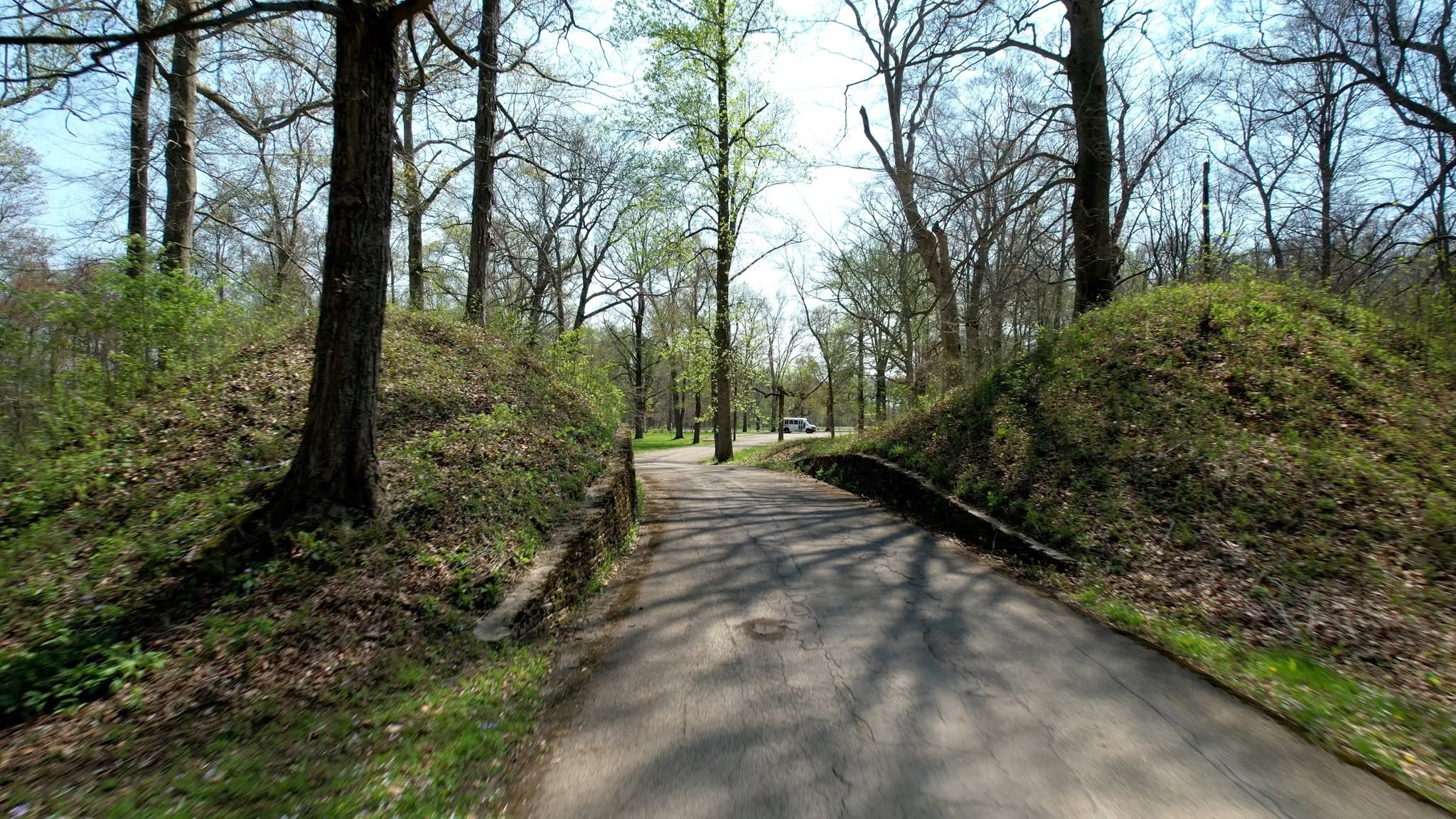 road going through ancient mounds