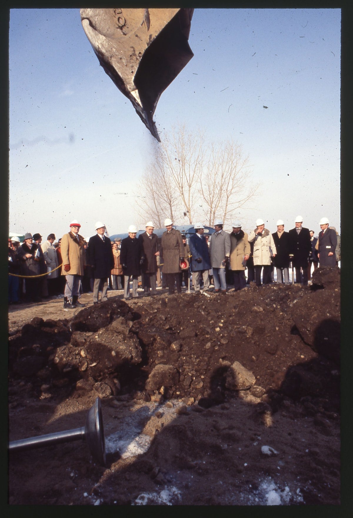 The Man Who Dreamed Up Montreal's Underground City Also Made Plans For A Columbus Subway 8 Officials in hard hats watch a backhoe drop dirt at the Ohio Center groundbreaking ceremony in Columbus on February 3, 1978