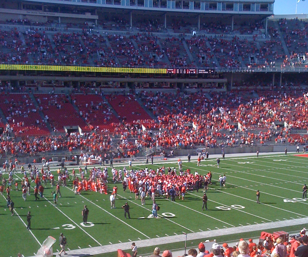 Ohio Stadium's field during pre-game