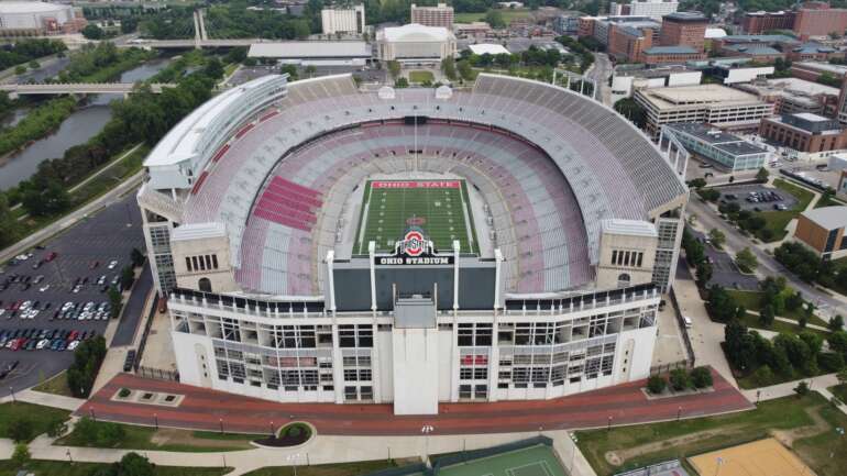 Aerial view of Ohio Stadium on the Ohio State campus