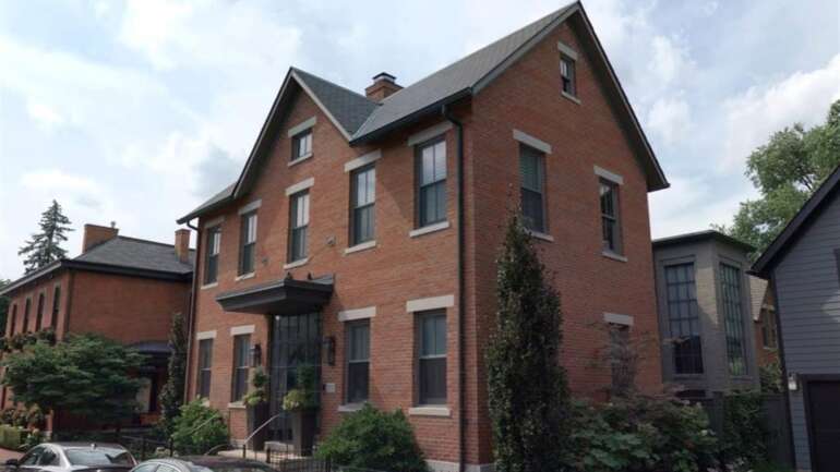 The 10 Most Expensive Homes For Sale In Franklin County Right Now 1 brick two story house with a gabled roof and front stoop german village columbus ohio
