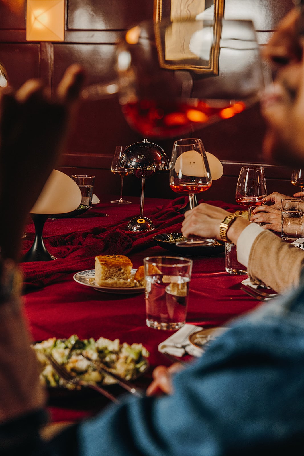people eating dinner at restaurant