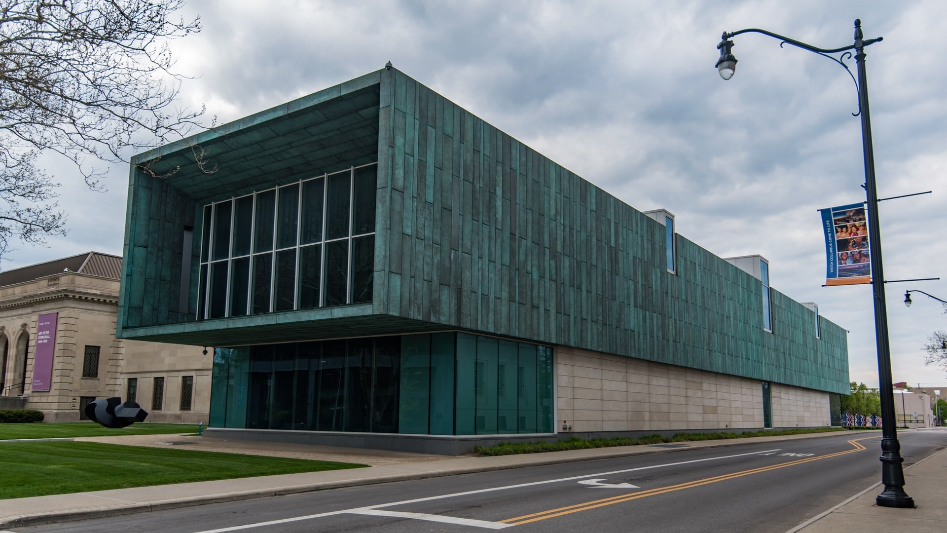 The Best Things To Do In Columbus This Weekend (October 30th–November 1st) 9 The copper-clad Walter Wing of the Columbus Museum of Art on East Broad Street under a cloudy sky